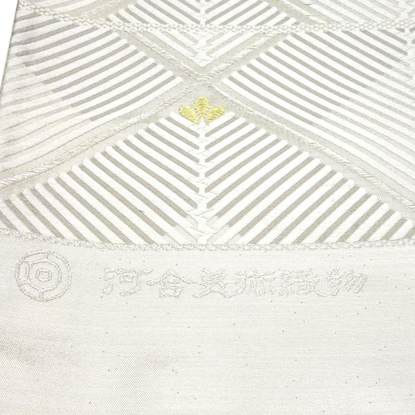 河合美術織物 唐織袋帯 若松菱 白×シルバー フォーマル 西陣織 正絹［129,800円］ 枚目