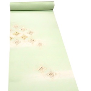 吉澤の友禅 絽夏付下訪問着 正絹 花七宝 薄黄緑［187,000円］