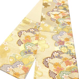 志都香 振袖用袋帯 西陣織 絹 桜 菊の丸 金 ゴールド［66,000円］