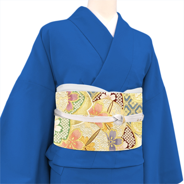 志都香 振袖用袋帯 西陣織 絹 桜 菊の丸 金 ゴールド［66,000円］ 枚目