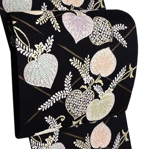 都（みやこ） 夏袋帯 西陣織 絹 唐織 葵竹垣紋様 黒［137,500円］ 枚目