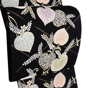 都（みやこ） 夏袋帯 西陣織 絹 唐織 葵竹垣紋様 黒［137,500円］