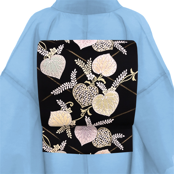 都（みやこ） 夏袋帯 西陣織 絹 唐織 葵竹垣紋様 黒［137,500円］ 枚目