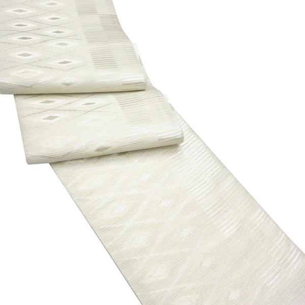 西陣 佐々木染織 夏 絽袋帯 礼装用 菱 白色［36,300円］ 枚目