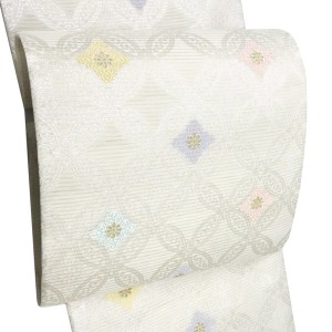 佐々木染織 夏帯 袋帯 白色 フォーマル 絽袋帯 西陣織 七宝 正絹［36,300円］