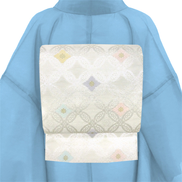 佐々木染織 夏帯 袋帯 白色 フォーマル 絽袋帯 西陣織 七宝 正絹［36,300円］ 枚目