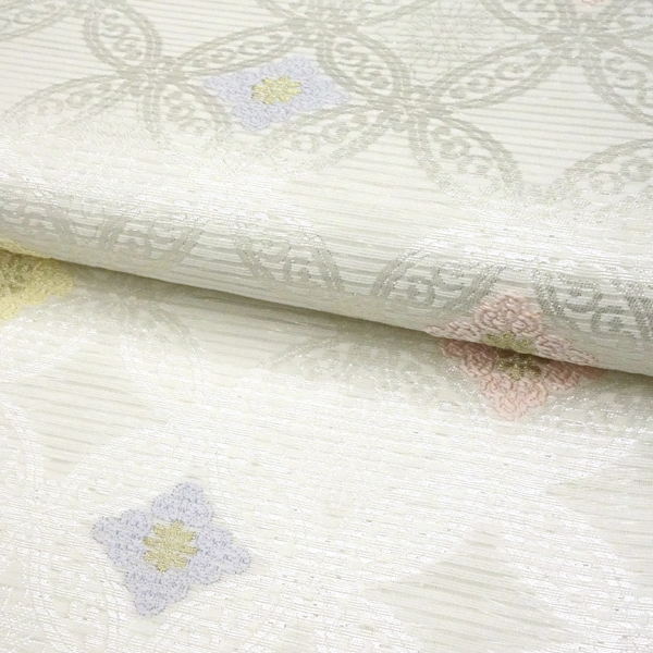 佐々木染織 夏帯 袋帯 白色 フォーマル 絽袋帯 西陣織 七宝 正絹［36,300円］ 枚目