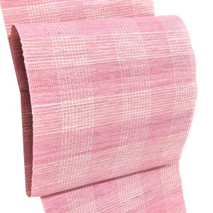 楮紙布 夏八寸名古屋帯 格子 ピンク色［168,000円］