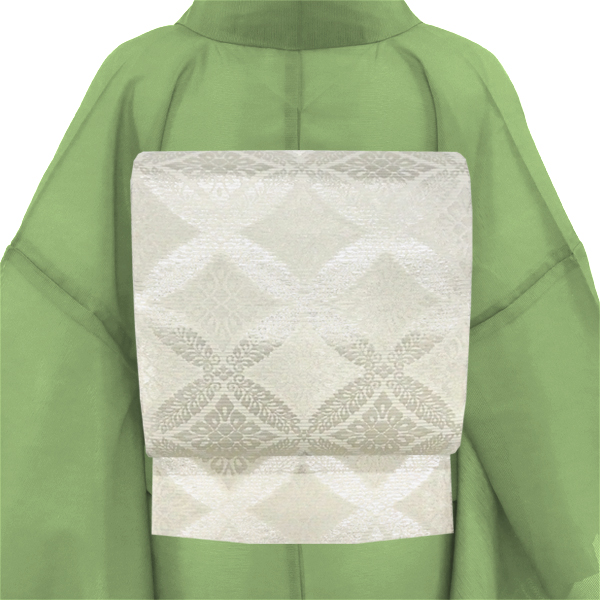 佐々木染織 夏袋帯 西陣織 白 藤の丸 夏物 絽袋帯 正絹［36,300円］ 枚目