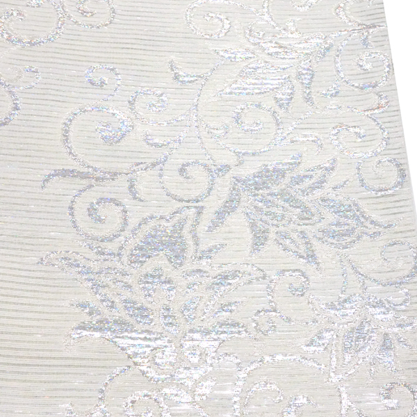 佐々木染織 絽袋帯 夏袋帯 西陣織 ライトグレー シルバー 唐草 唐花 絹 夏帯 枚目