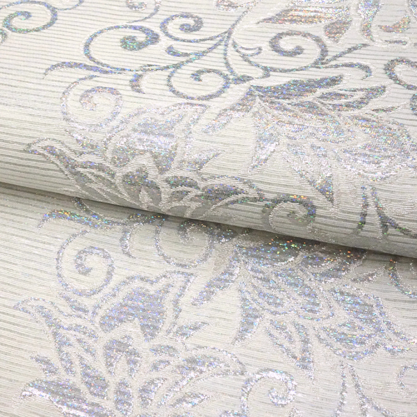 佐々木染織 絽袋帯 夏袋帯 西陣織 ライトグレー シルバー 唐草 唐花 絹 夏帯 枚目