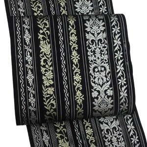 博多織 井上絹織 夏博多帯 黒 唐草間道［55,000円］