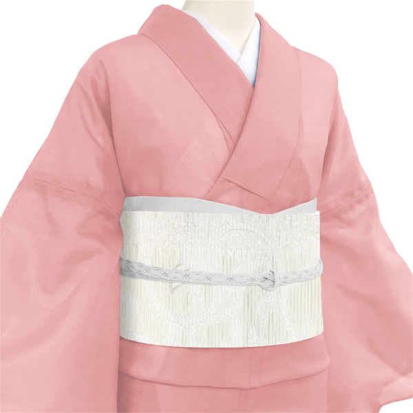 佐々木染織 夏袋帯 西陣織 絹 唐草 唐花 更紗 白 黄緑［36,300円］ 枚目