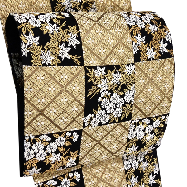 西陣 山口美術織物 礼装用袋帯 花菱雲錦文 黒色×金色［98,000円］ 枚目