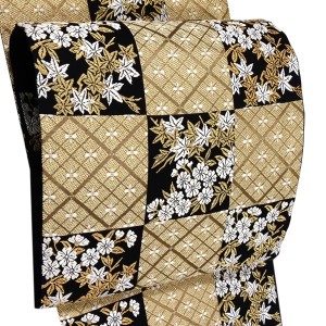 西陣 山口美術織物 礼装用袋帯 花菱雲錦文 黒色×金色［98,000円］