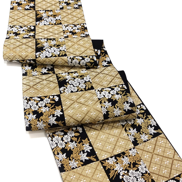 西陣 山口美術織物 礼装用袋帯 花菱雲錦文 黒色×金色［98,000円］ 枚目