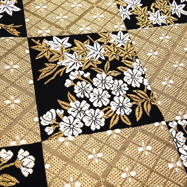 西陣 山口美術織物 礼装用袋帯 花菱雲錦文 黒色×金色［98,000円］ 枚目
