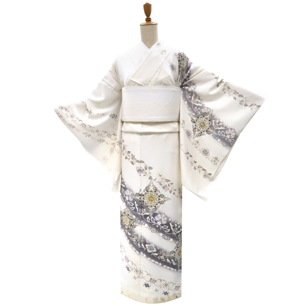 友禅 訪問着 白色 華文 唐草 着物［357,500円］ 枚目