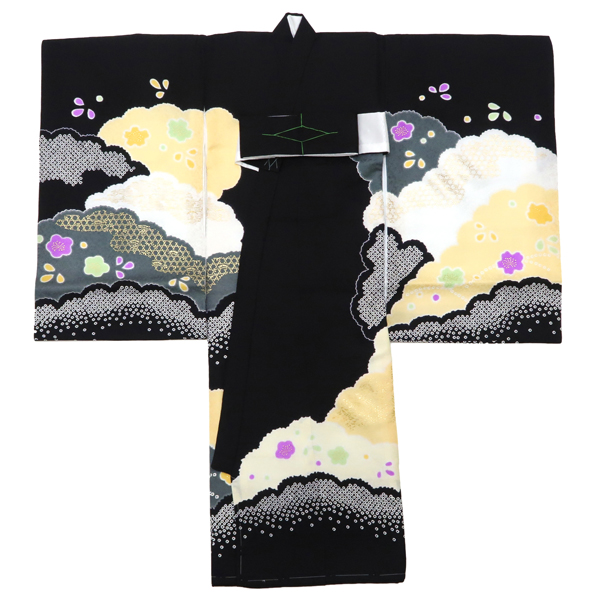 京友禅 刺繍 男児産着 鷹 黒色［48,000円］ 枚目