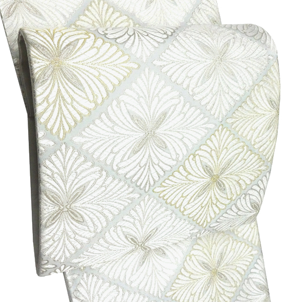 大光 西陣織 袋帯 正絹 白色水色 花菱 礼装用 正絹 フォーマル［46,300円］ 枚目