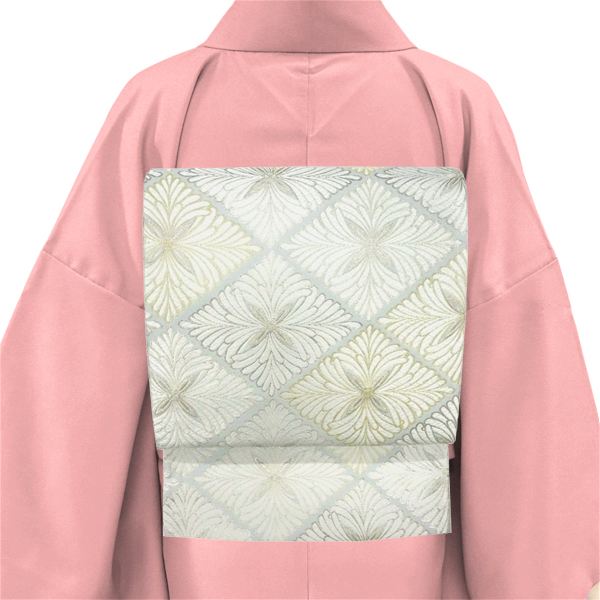 大光 西陣織 袋帯 正絹 白色水色 花菱 礼装用 正絹 フォーマル［46,300円］ 枚目