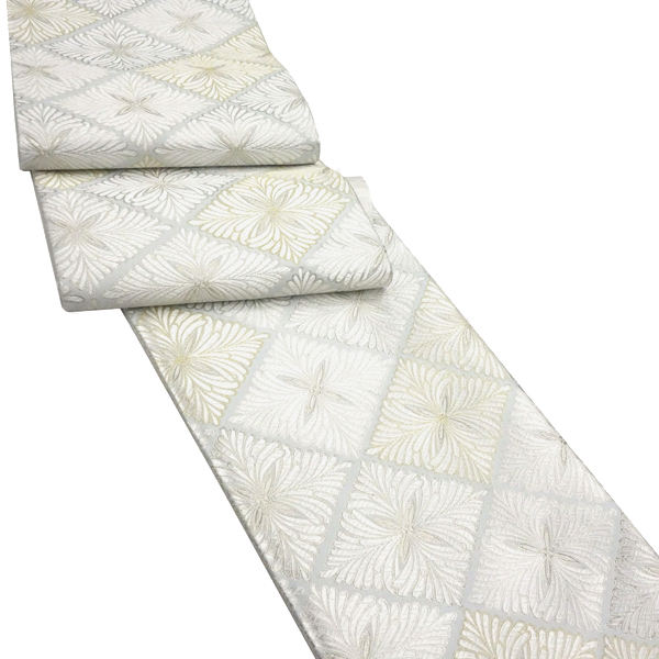 大光 西陣織 袋帯 正絹 白色水色 花菱 礼装用 正絹 フォーマル［46,300円］ 枚目