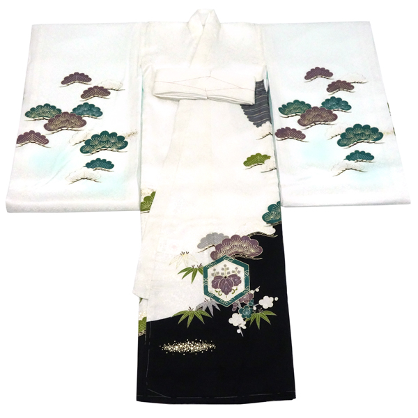 お宮参り 京友禅 男の子産着 白 鷹 龍 打ち出の小槌 初着 のしめ 着物 祝い着 男児 男 正絹 赤ちゃん 絹［60,500円］ 枚目