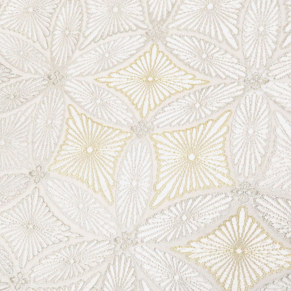 大光 袋帯 西陣織 絹 七宝 菊 白 シルバー［46,200円］ 枚目