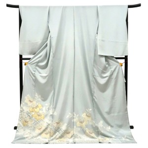 吉澤の友禅 色留袖 ブルーグレー 桐 七宝繋ぎ 古典柄 正絹［308,000円］