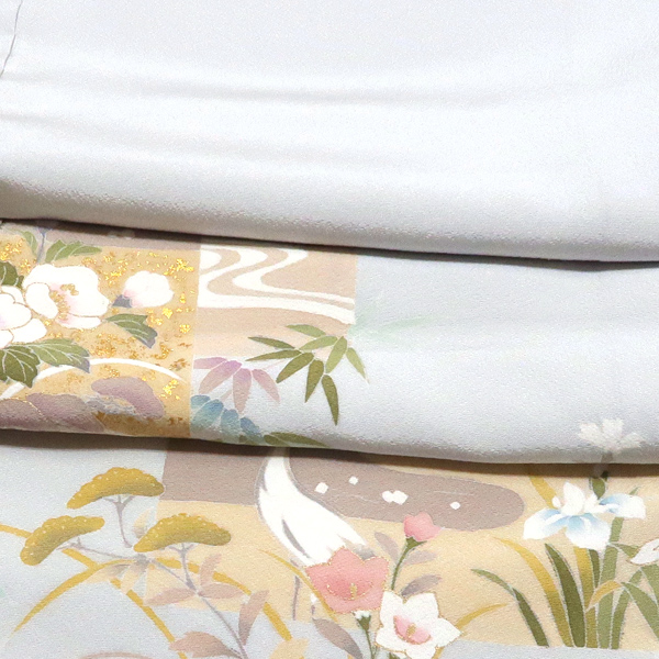 京友禅 色留袖 正絹 文箱 鶴 薄鼠色［108,000円］ 枚目