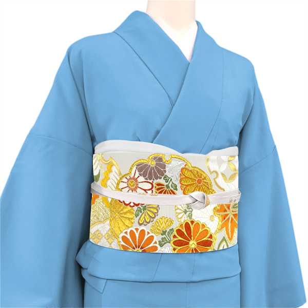 絲屋善創 振袖用袋帯 白 シルバー 成人式 正絹 西陣織 古典柄 雪輪［143,000円］ 枚目