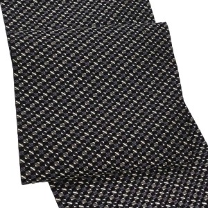 琥珀織 博多帯 名古屋帯 黒×青紫 正絹 本場筑前博多織 幾何学文様［165,000円］