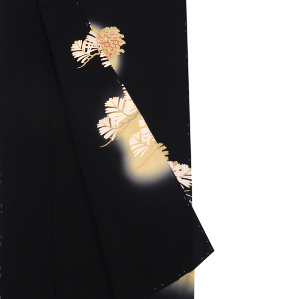 秀美 黒留袖 正絹 松毬 松 波［198,000円］ 枚目