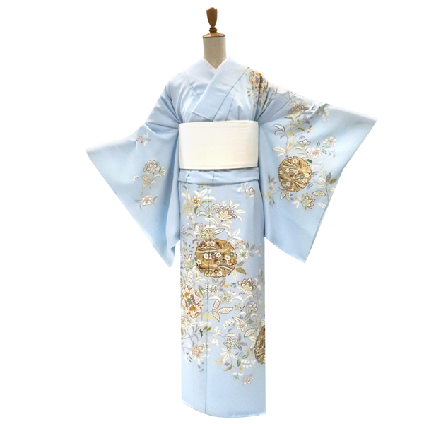 京友禅 訪問着 水色 雪輪 鳳凰 唐草 正絹［396,000円］ 枚目
