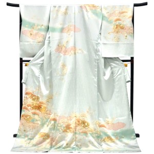 吉澤の友禅 訪問着 文箱 松竹梅 水色 着物 正絹 フォーマル［253,000円］