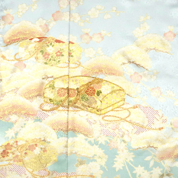 吉澤の友禅 訪問着 文箱 松竹梅 水色 着物 正絹 フォーマル［253,000円］ 枚目