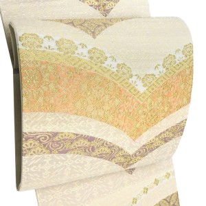 佐々木染織 西陣織 袋帯 ベージュ 生成り 絹 華文 七宝 古典柄［36,300円］