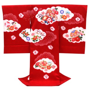 京友禅 絞り 女児産着 毬 赤色［63,000円］
