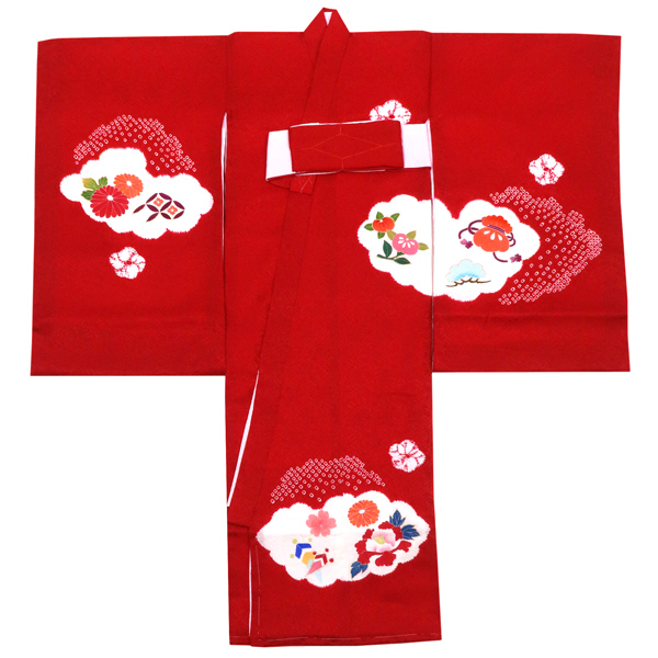 京友禅 絞り 女児産着 毬 赤色［63,000円］ 枚目