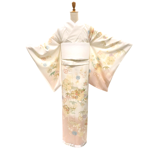 訪問着 友禅 ベージュ×ピンク 松竹梅 四季花 古典 着物 正絹［242,000円］ 枚目