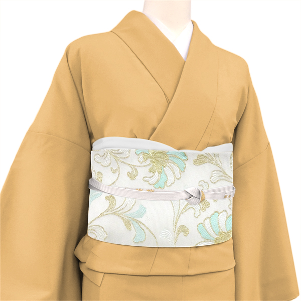 河合美術織物 袋帯 シルバー 銀色 正倉院華唐草文 西陣織 絹 ［176,000円］ 枚目