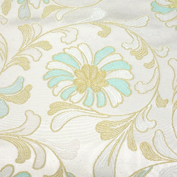 河合美術織物 袋帯 シルバー 銀色 正倉院華唐草文 西陣織 絹 ［176,000円］ 枚目