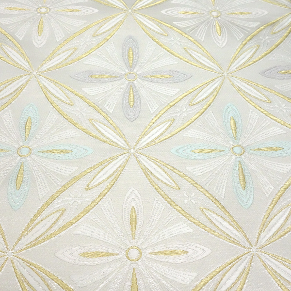 河合美術織物 袋帯 西陣織 シルバー フォーマル 七宝花菱 花七宝 絹［176,000円］ 枚目