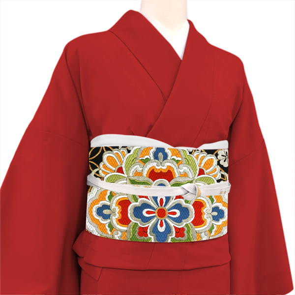 岡文織物 振袖用袋帯 西陣織 桜花散華文 黒色 正絹 フォーマル 成人式 帯 絹［66,000円］ 枚目