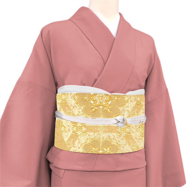 浅田叡一織物 袋帯 西陣織 絹 亀甲 華文 ゴールド 金【38,500円】 枚目