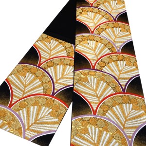 西陣 岡文織物 振袖用袋帯 若松 黒色［45,000円］