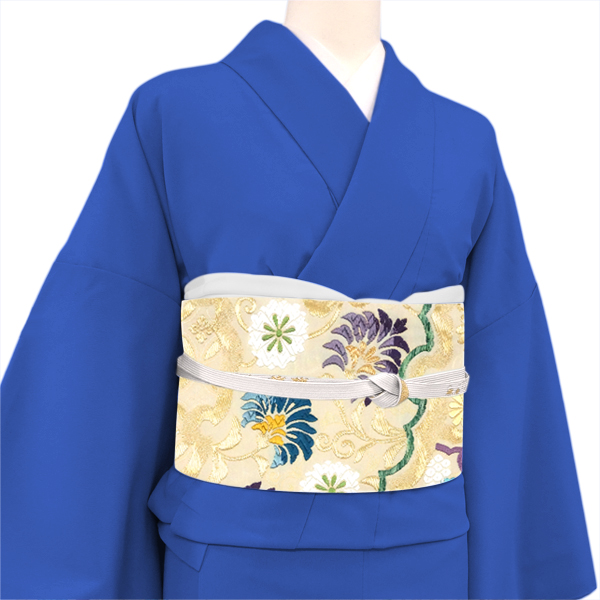 高島織物 振袖袋帯 西陣織 ベージュ 成人式  絹 雪輪 唐草 七宝 古典柄［184,800円］ 枚目