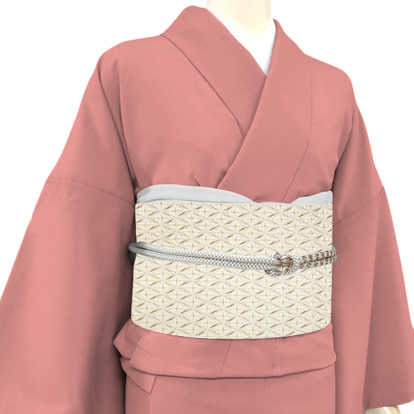 大光 八寸名古屋帯 西陣織 絹 スリーシーズン対応 麻の葉 ベージュ［44,000円］ 枚目