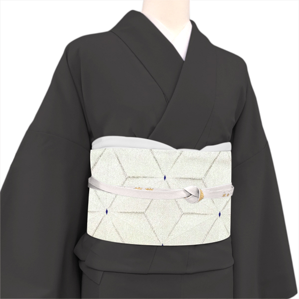 木原織物 袋帯 西陣織 絹 麻の葉 白［34,100円］ 枚目