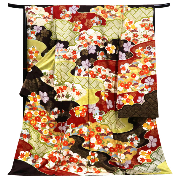 十日町 青柳 振袖 菊 桜 四季花 黒色［198,000円］ 枚目
